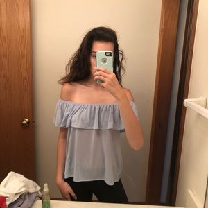 Light blue off the shoulder top